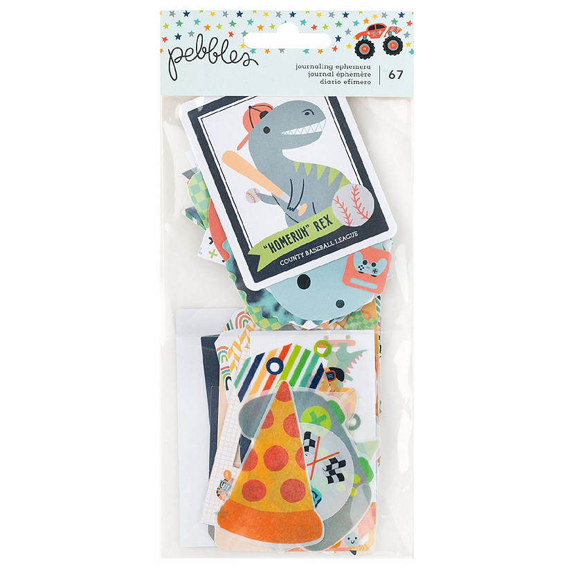 Pebbles Cool Boy Ephemera Die-Cuts 67/Pkg-Journaling, Silver Foil Image