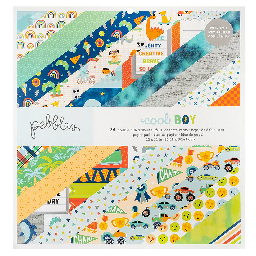 Pebbles Double-Sided Paper Pad 12"X12" 24/Pkg-Cool Boy Image