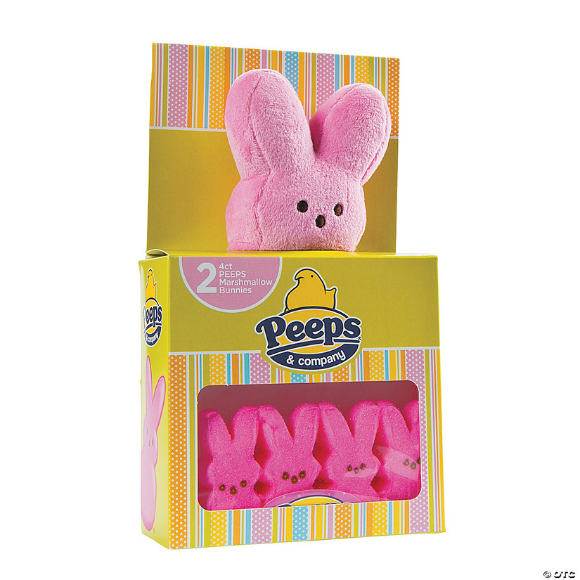 Peeps Pink Plush Bunny With Marshmallow Bunnies Candy Discontinued