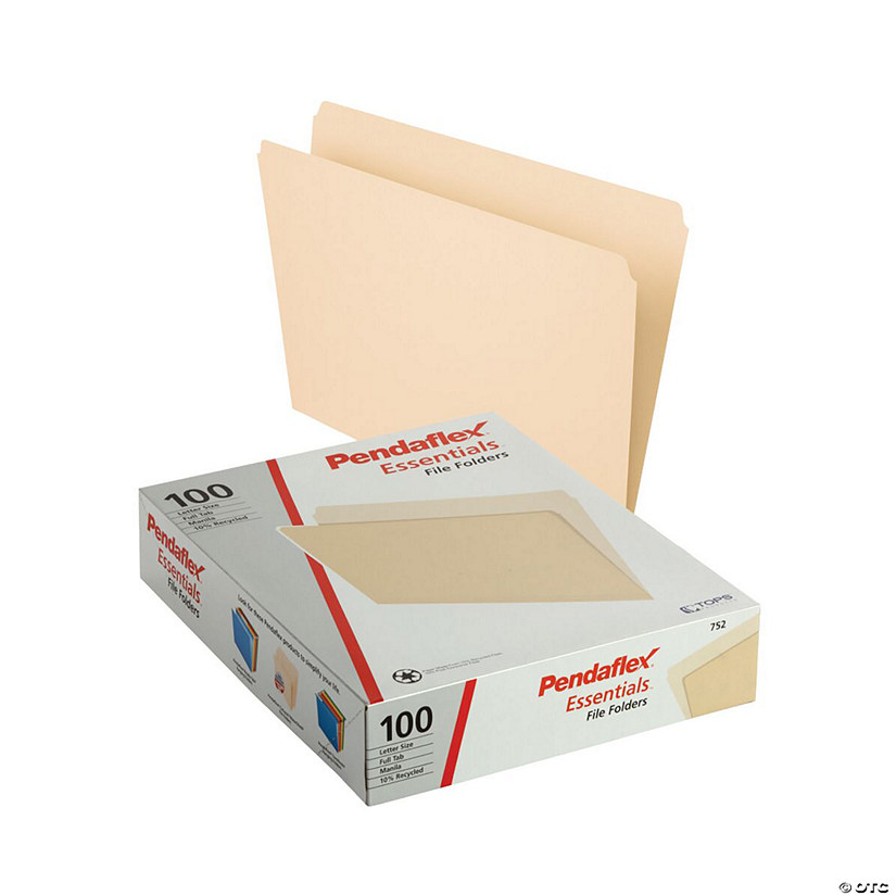 Pendaflex File Folders, Letter Size, Manila, Straight Cut, Box of 100 Image