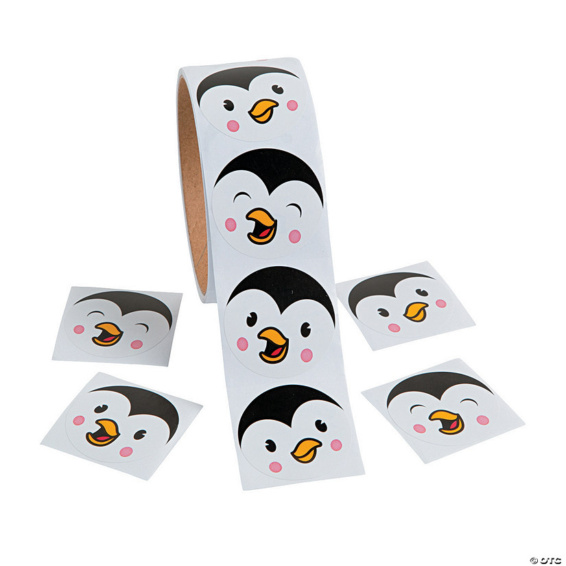 Penguin Face Sticker Roll - 100 Pc. Image