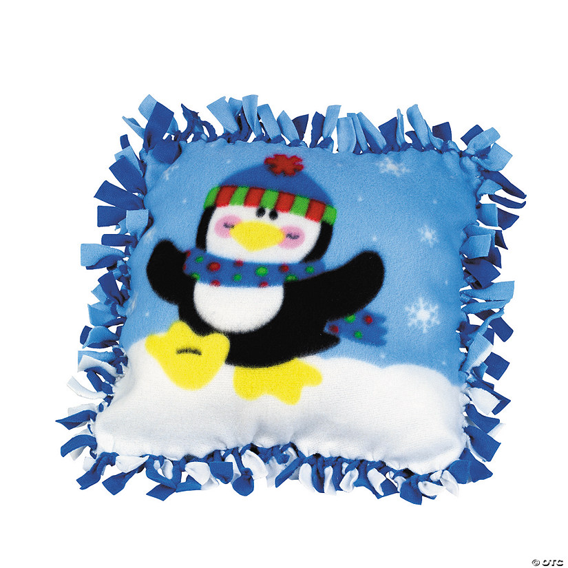 Penguin with Hat &amp; Scarf Fleece Tied Pillow Craft Kit - Makes 6 Image