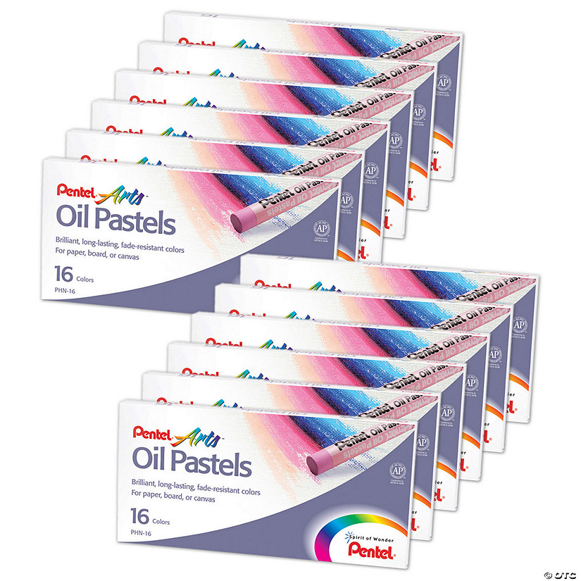 Pentel Oil Pastel Set, 16 Colors, 12 Sets Image