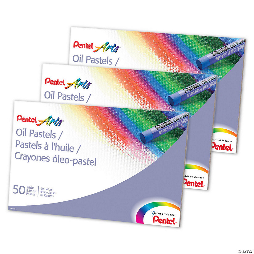 Pentel Oil Pastels, 50 Per Pack, 3 Packs Image