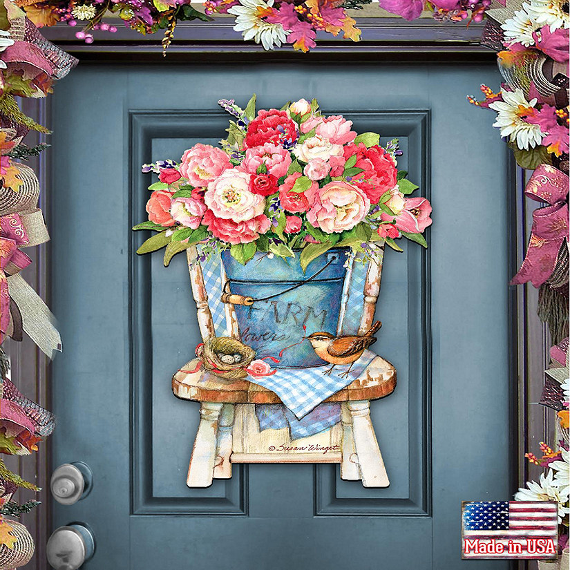 Peonies Bouquet Easter Door Decor By Susan Winget Image