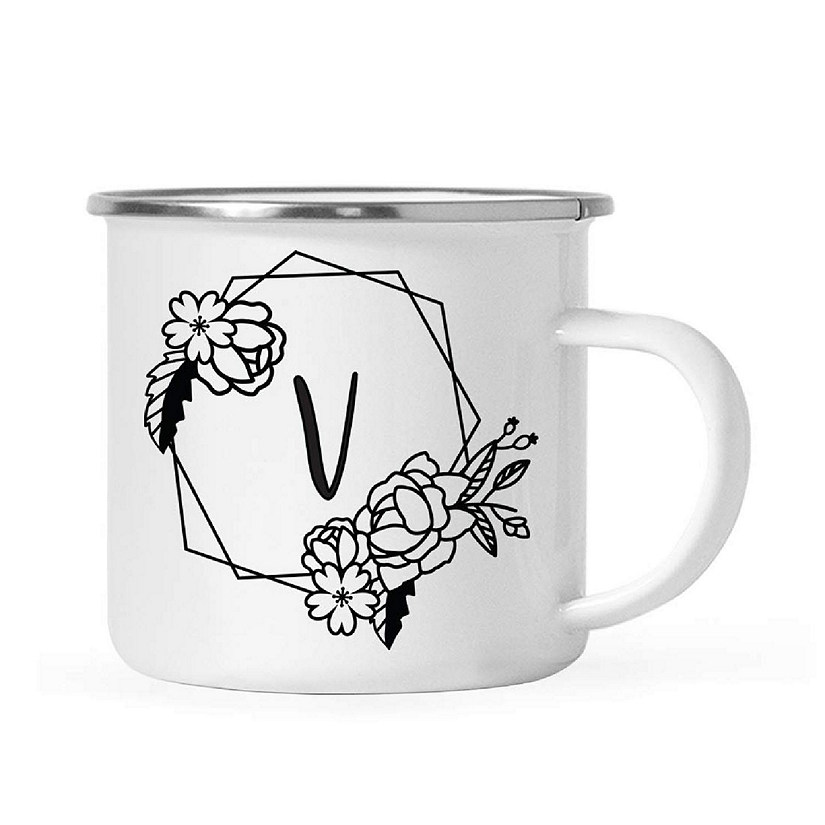 Peonies Monogram V 11oz Campfire Mug Image