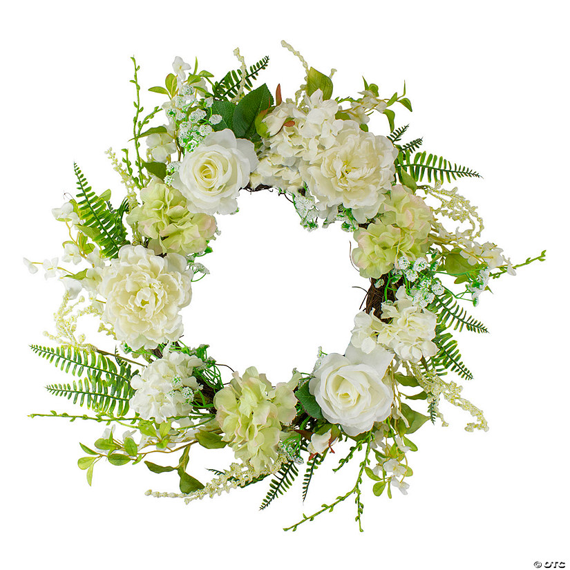 Peony and Rose Artificial Spring Wreath 24" Image