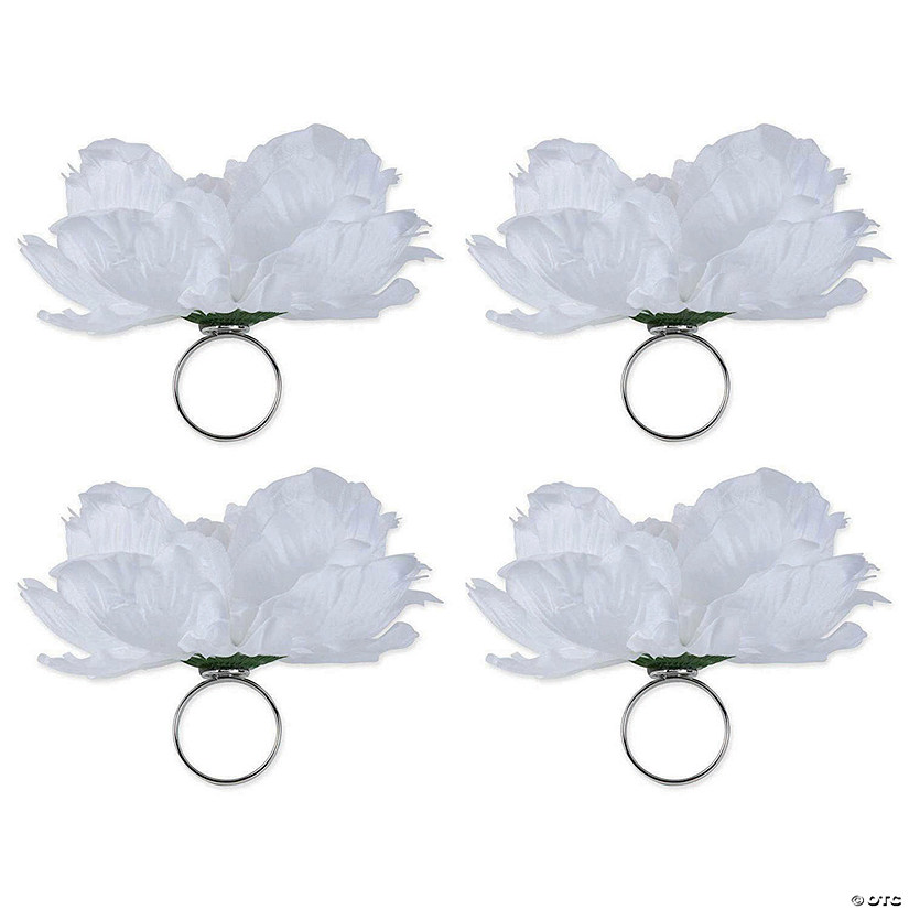 Peony Napkin Ring (Set Of 4) White Image