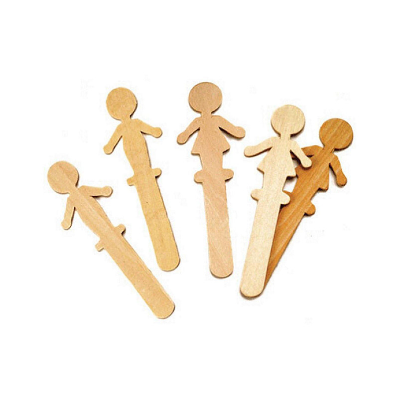 People Shaped Wood Craft Sticks 36-Pieces 18 Each Image