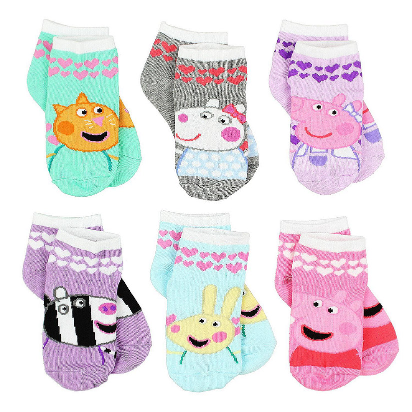 Peppa Pig Girls 6 pack Socks (Medium (6-8), Friends Quarter Multi) Image
