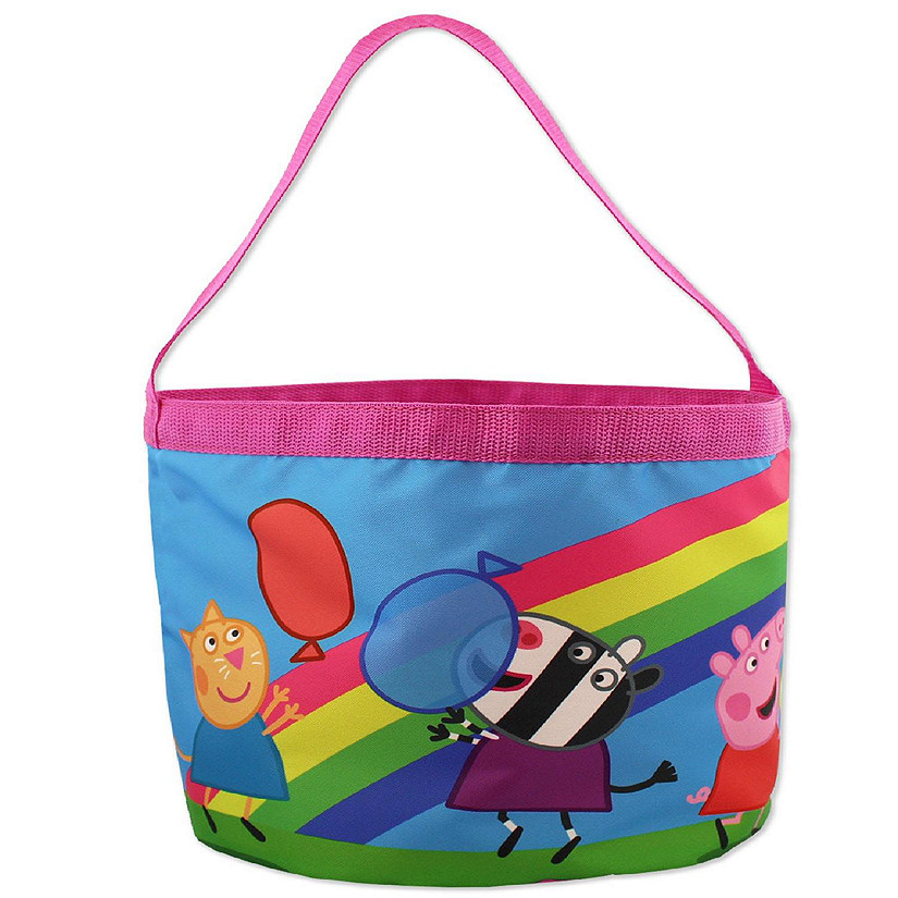 Peppa Pig Girls Collapsible Nylon Bucket Toy Storage Gift Tote Bag (One Size, Multicolor) Image