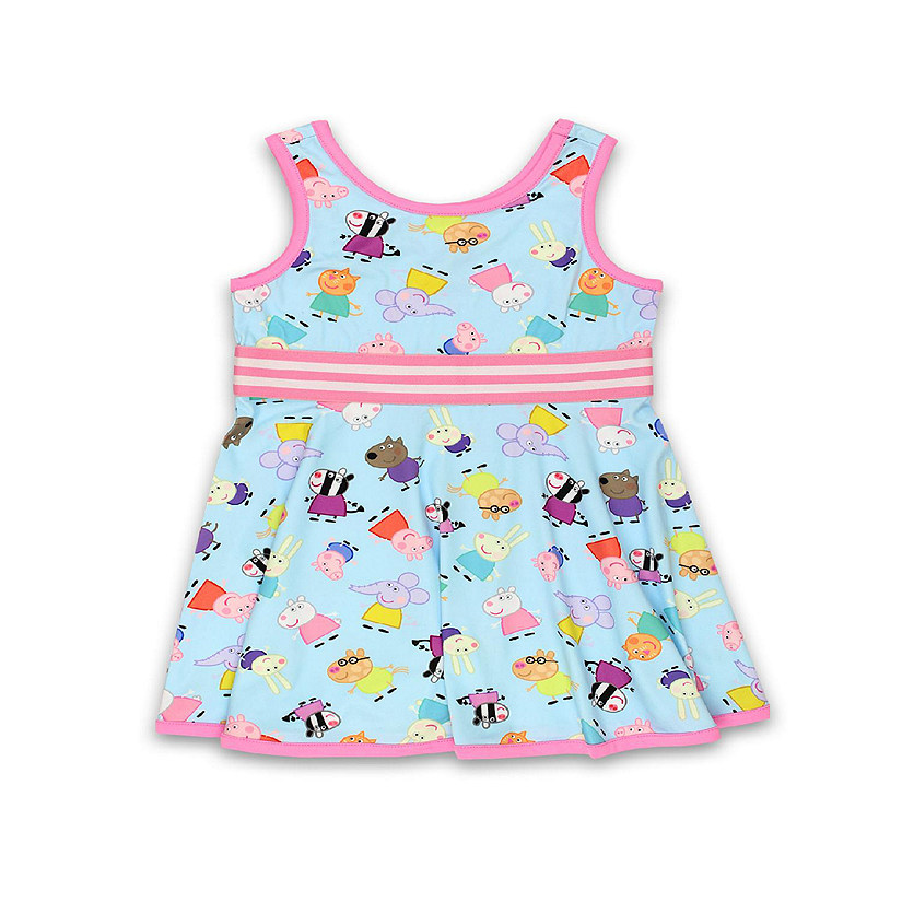 Peppa Pig Toddler Girls Fit and Flare Ultra Soft Dress (Blue, 5T) Image