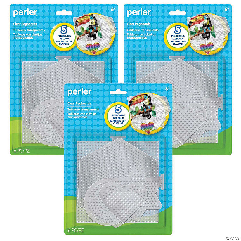 Perler Small &amp; Large Basic Shapes Clear Pegboards, 5 Per Pack, 3 Packs | Oriental Trading