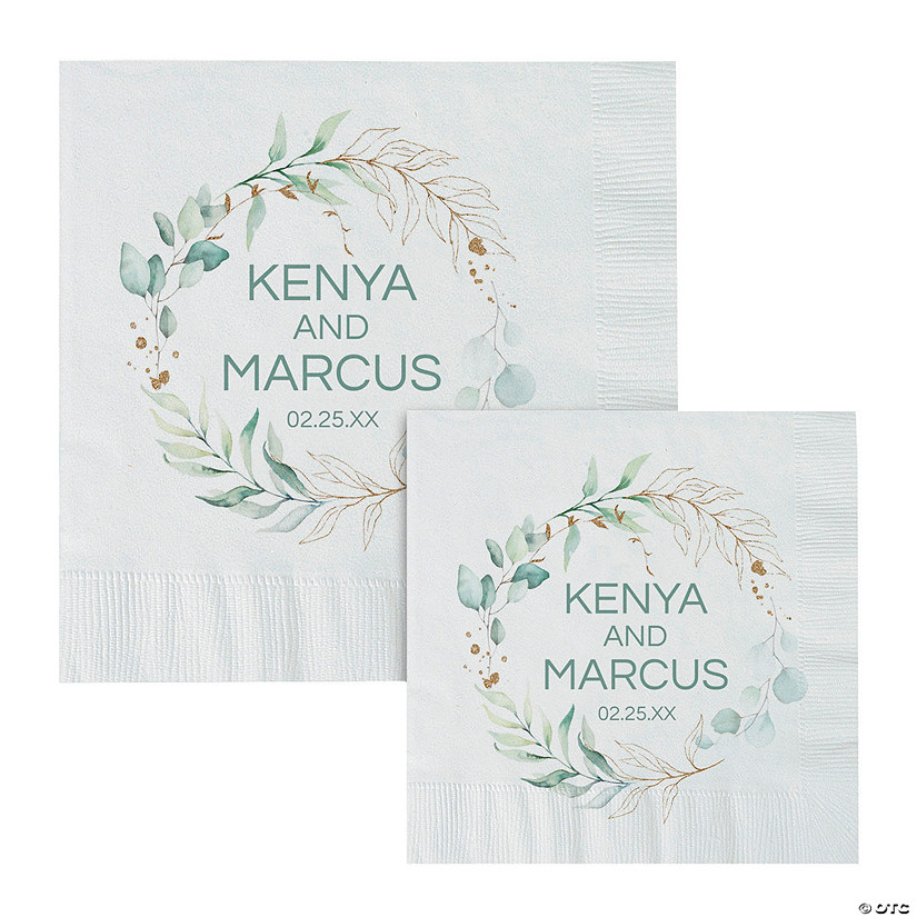 Personalized Eucalyptus Wedding Print Napkins Oriental Trading