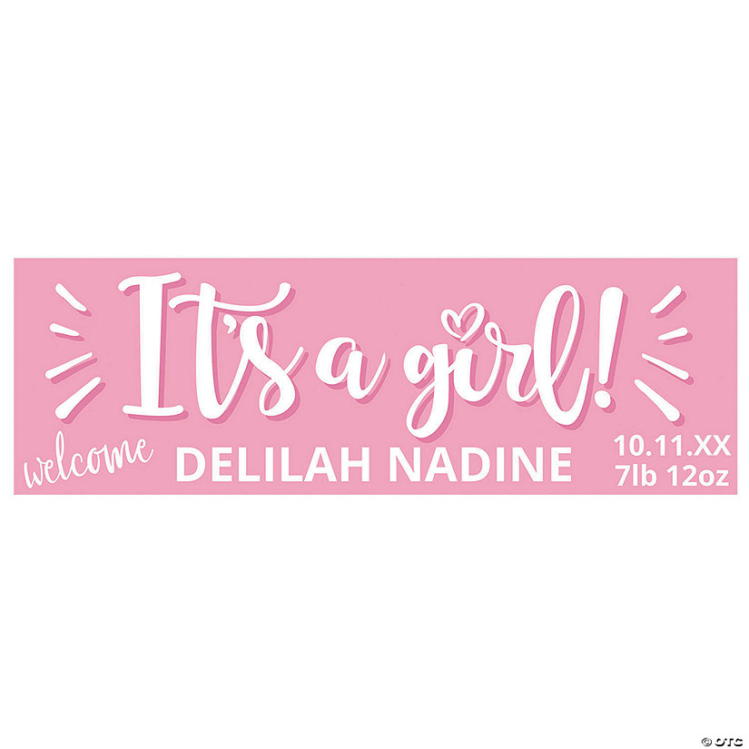 Personalized Girl Birth Announcement Banner Image
