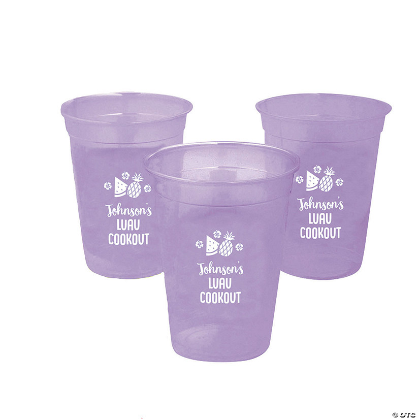 Personalized luau solid color plastic cups 40 pc oriental trading