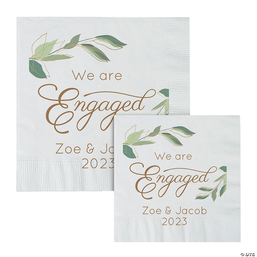 Personalized Modern Script Engagement Paper Napkins 50 Pc. Oriental