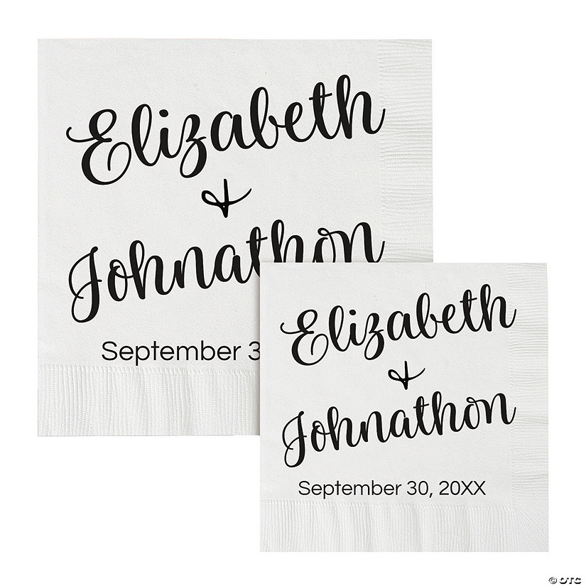 Personalized Modern Script Wedding Paper Napkins 50 Pc. Oriental