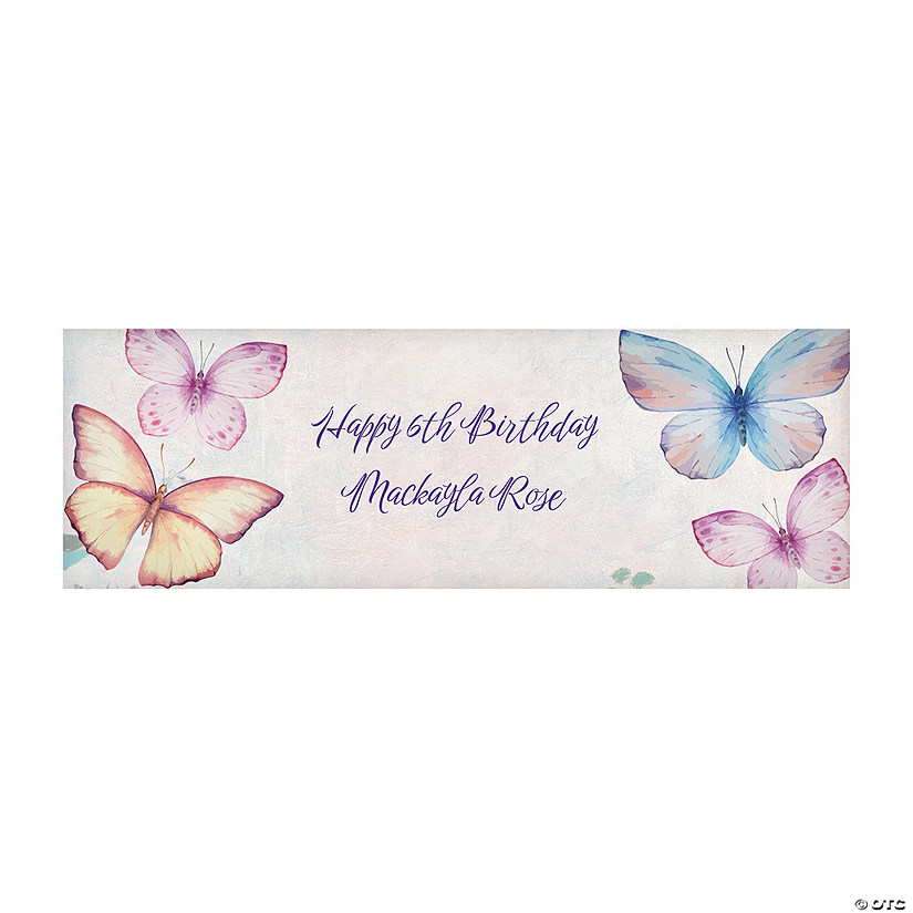 Personalized Pastel Butterfly Party Banner Image