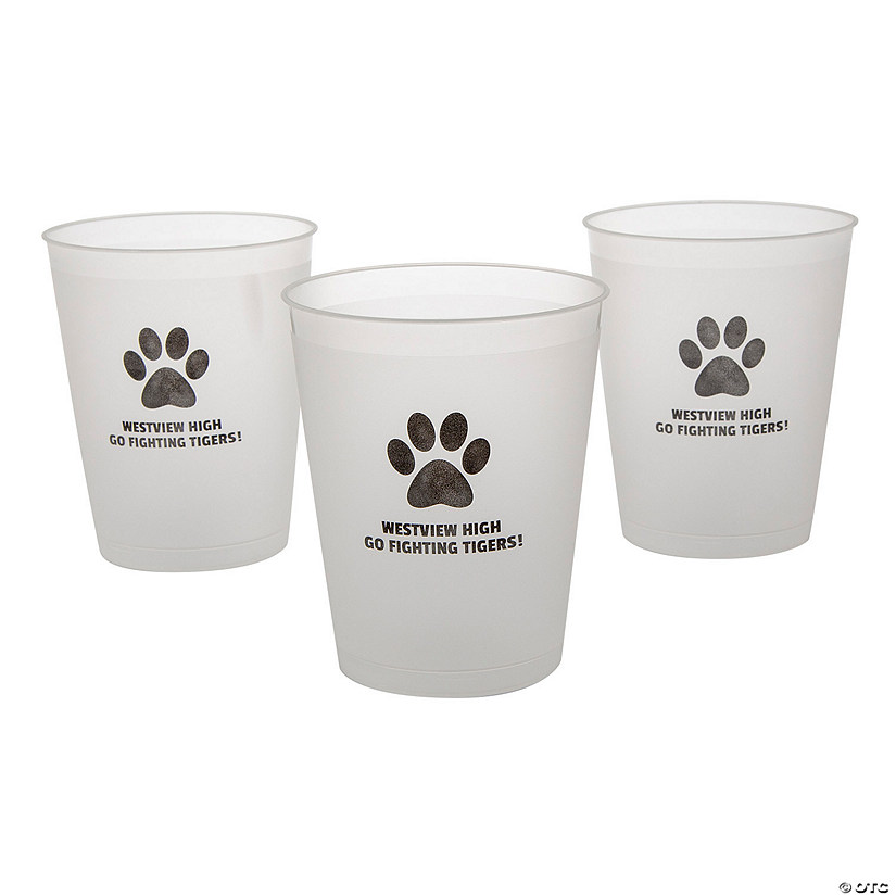 Personalized Paw Print Frosted Reusable Plastic Cups Oriental Trading