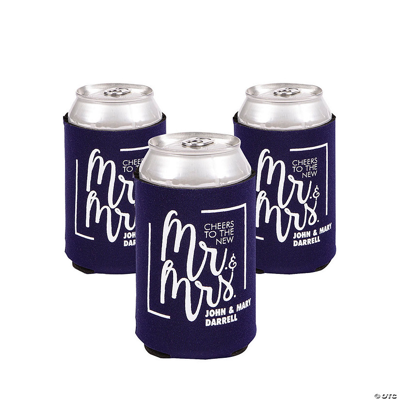 Personalized Premium Cheers Mr. & Mrs. Can Coolers - 48 Pc. Image