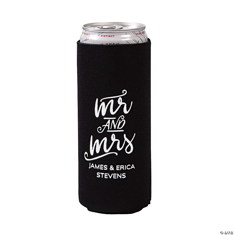Personalized Premium Mr. & Mrs. Slim Fit Can Coolers - 48 Pc. Image