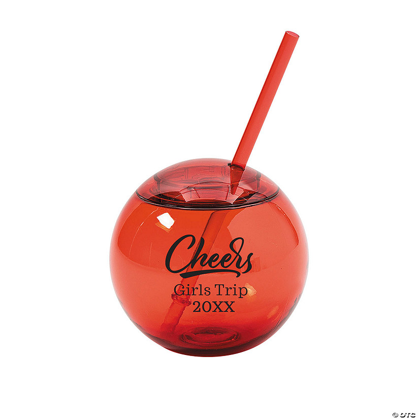 Personalized Round Cheers Cups with Lids & Straws - 25 Pc. Image