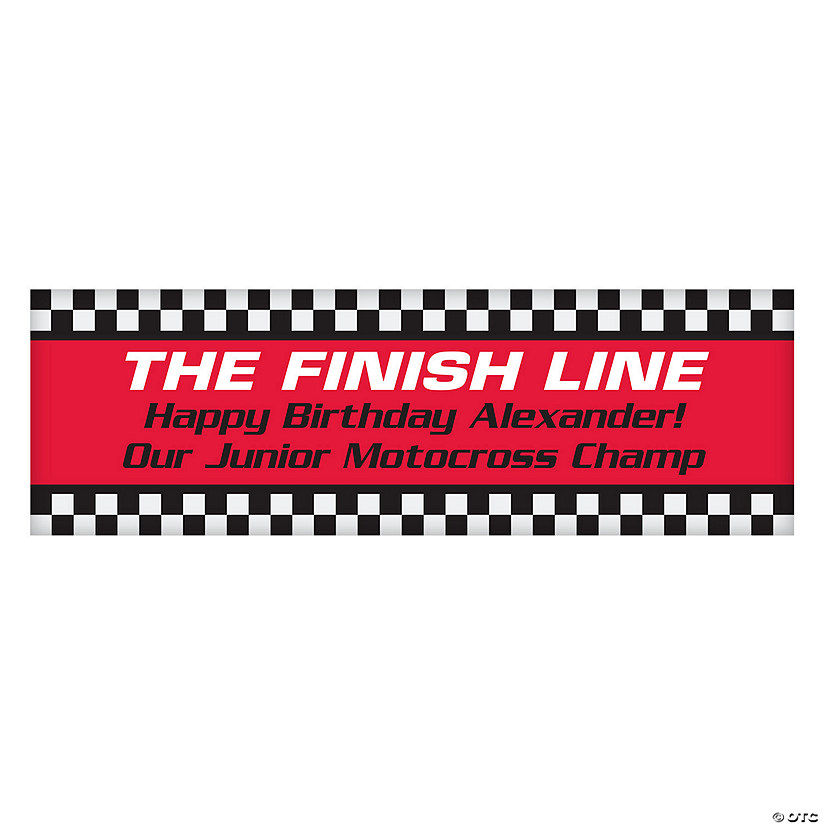 Personalized The Finish Line Checkered Flag Banner Image