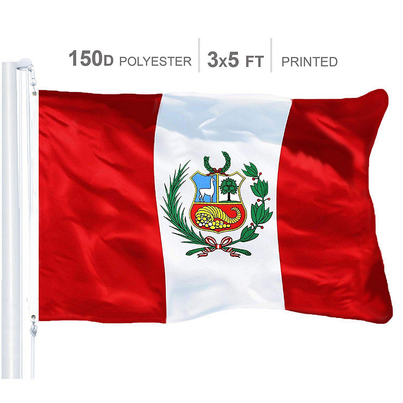 Peru Peruvian Flag 150D Printed Polyester 3x5 Ft Image