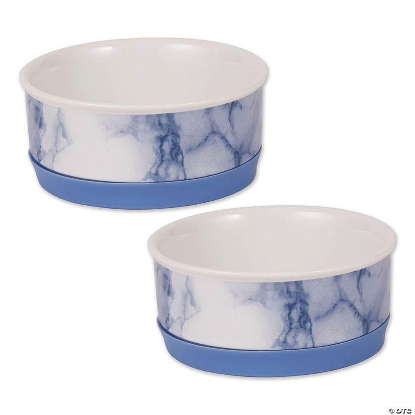 Pet Bowl Blue Marble Small 4.25Dx2H (Set Of 2) Image