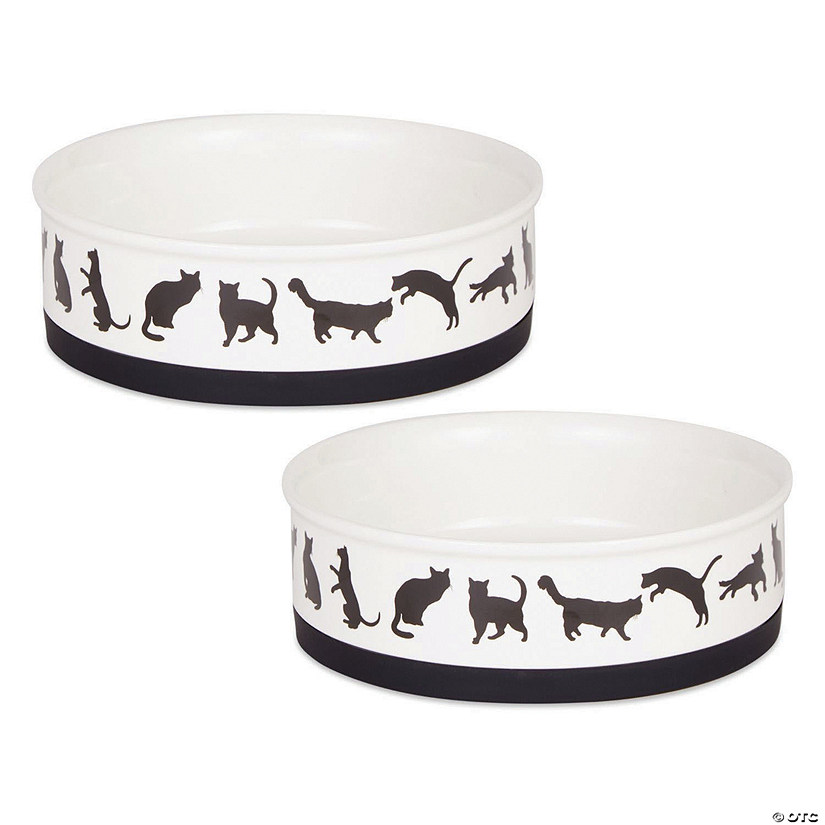 Pet Bowl Cats Meow Large 7.5Dx2.4H (Set Of 2) Image