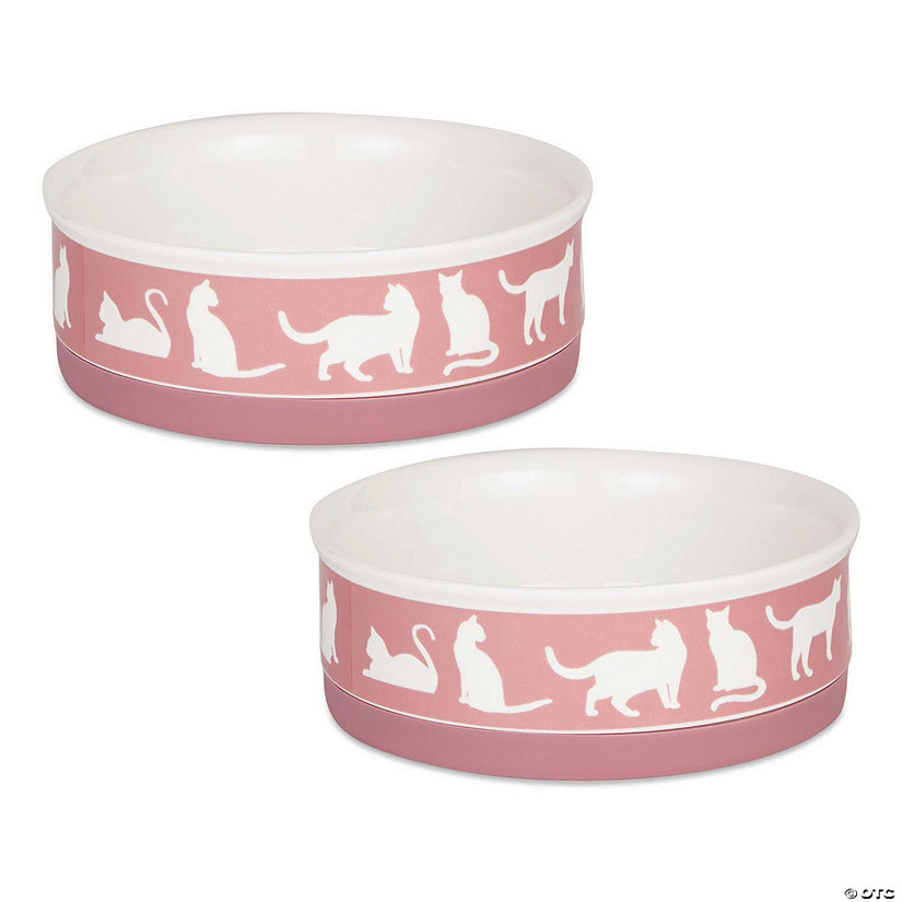 Pet Bowl Cats Meow Rose Medium 6Dx2H (Set Of 2) Image