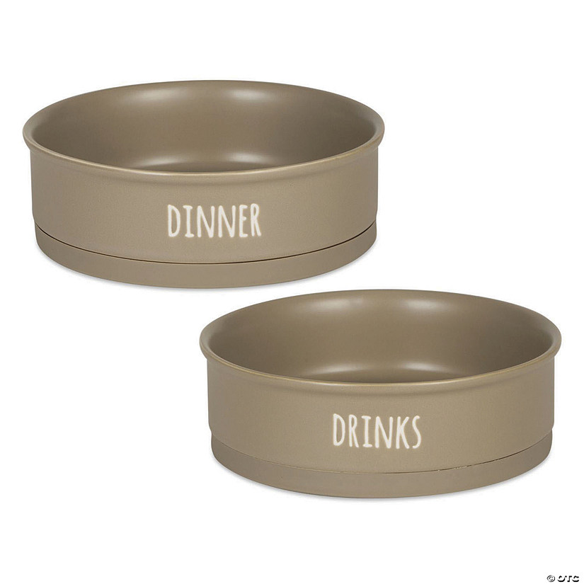 Pet Bowl Dinner And Drinks Stone Large (Set Of 2) Image