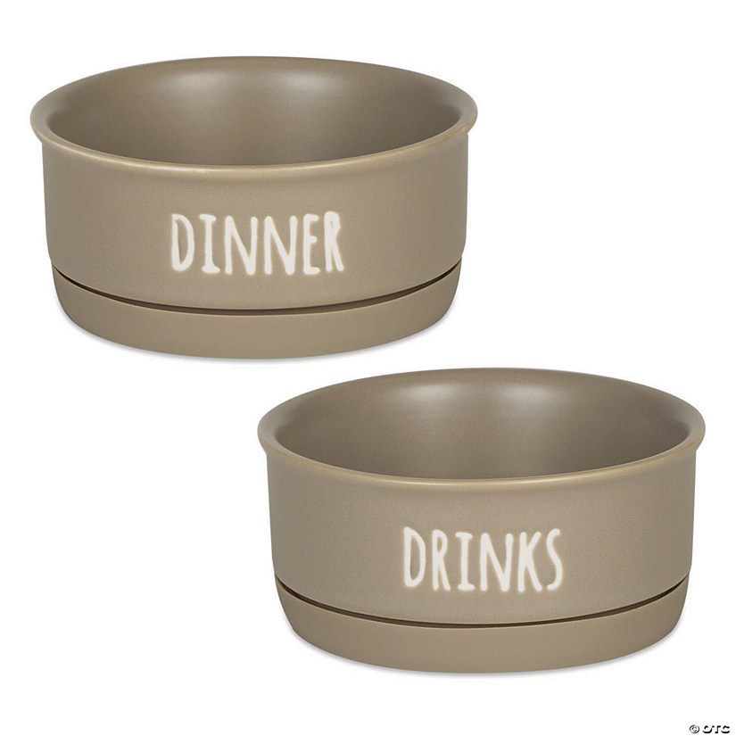 Pet Bowl Dinner And Drinks Stone Small (Set Of 2) Image