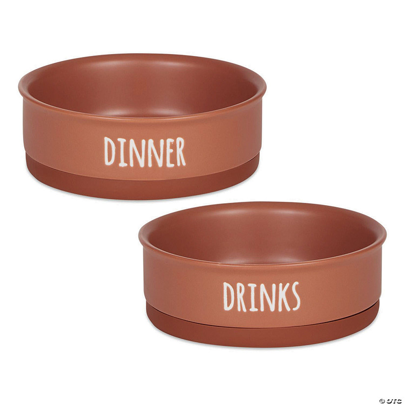 Pet Bowl Dinner And Drinks Terra Cotta Medium (Set Of 2) Image