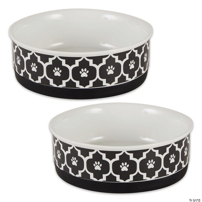 Pet Bowl Lattice Black Medium 6Dx2H (Set Of 2) Image