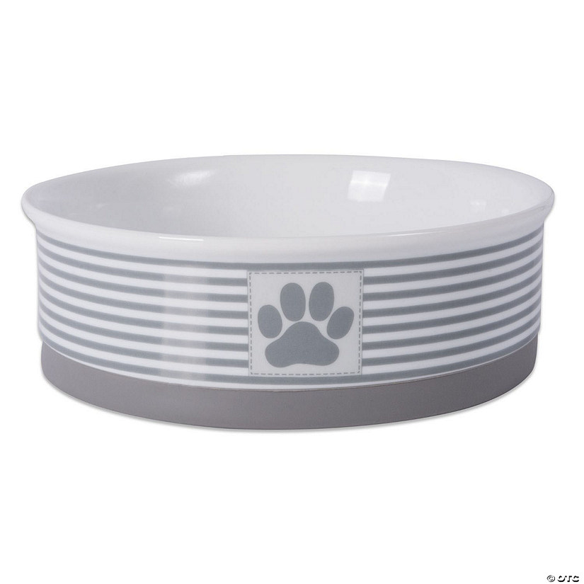 Pet Bowl Paw Patch Stripe Gray Large 7.5X2.4 Image