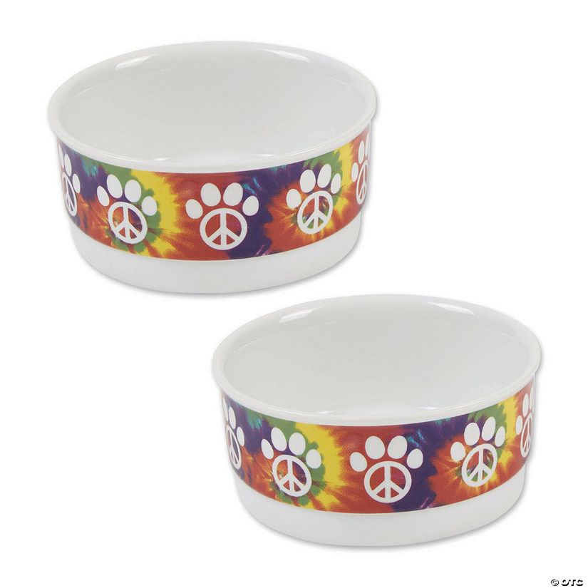 Pet Bowl Peace Paw, Small 4.25Dx2H (Set Of 2) Image
