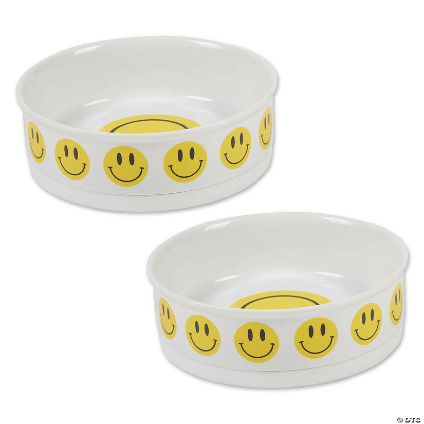 Pet Bowl Smiley Face, Large 7.5Dx2.4H (Set Of 2) Image