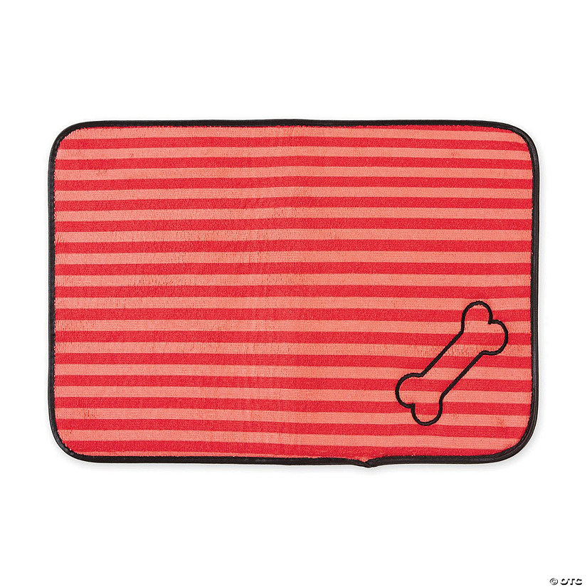 Pet Mat Red Stripe Embroidered Bone Image