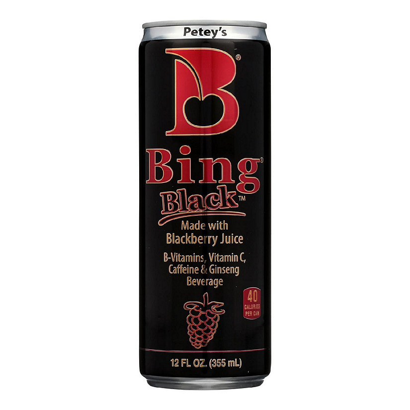 Petey's Bing Black B-Vitamins Vitamin C Caffeine & Ginseng Beverage  - Case of 24 - 12 FZ Image