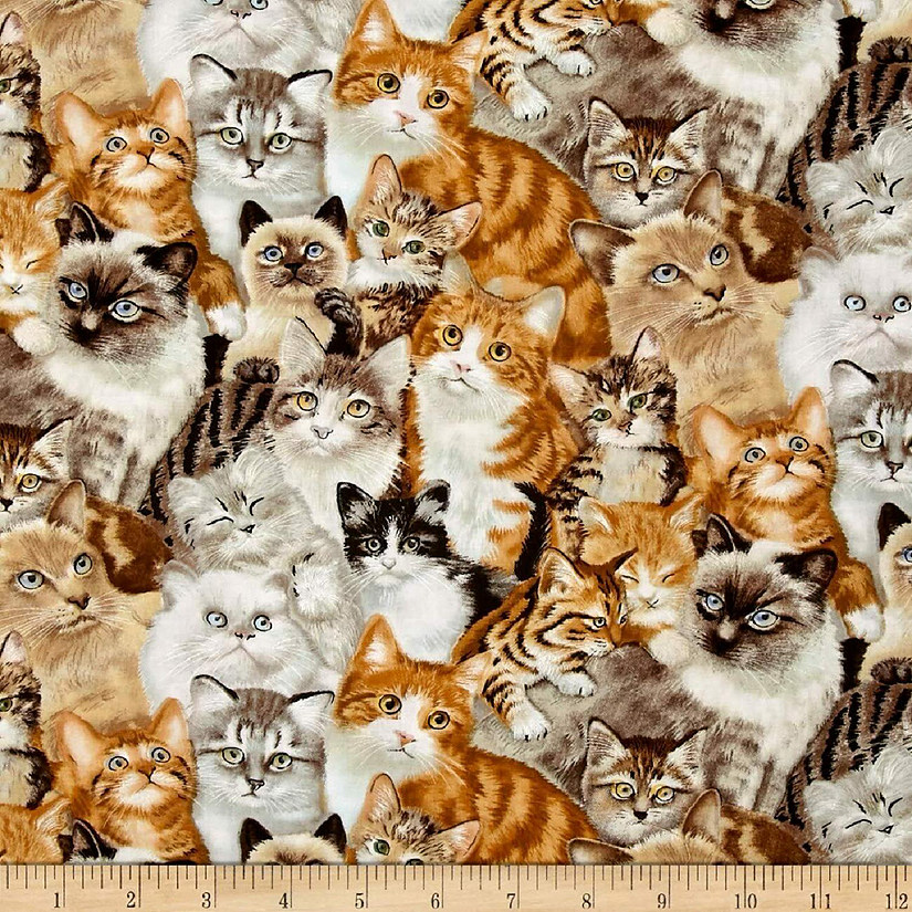 Petpourri~Cats Cotton Fabric by Elizabeth's Studio | Oriental Trading