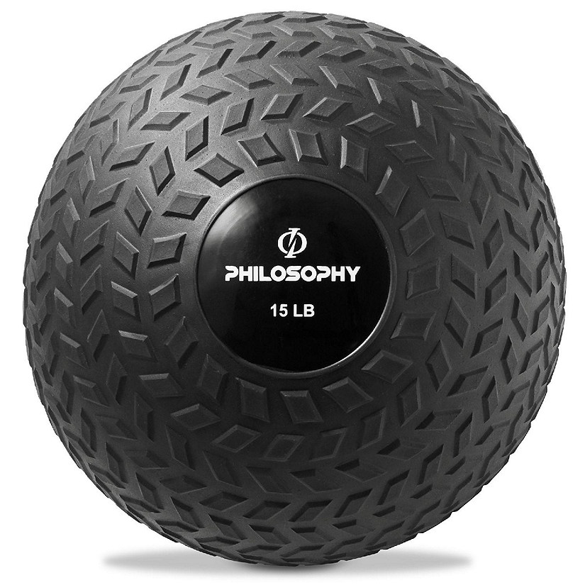 Philosophy Gym Slam Ball, 15 LB - Weighted Medicine Fitness Ball with Easy Grip Tread Image