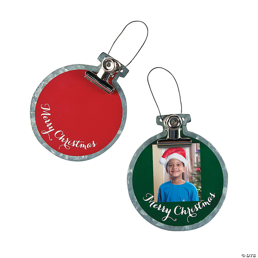Photo Metal Christmas Ornaments with Clip - 12 Pc. Image