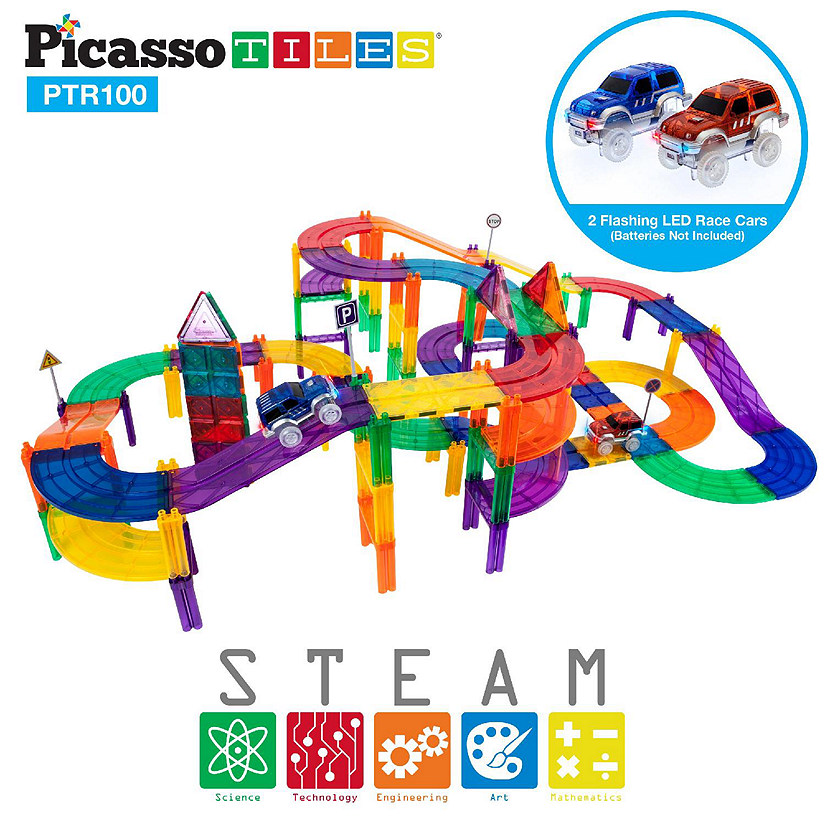 PicassoTiles 100pc Race Track Building Blocks PTR100 | Oriental Trading