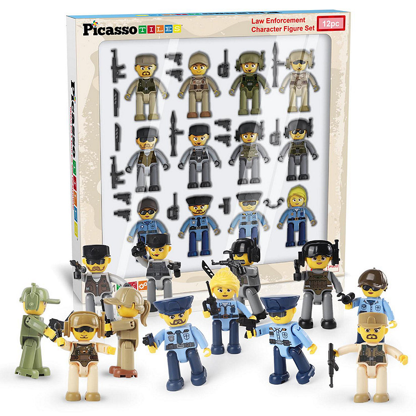 PicassoTiles 12 Piece Law Enforcement Character Figure Set Image