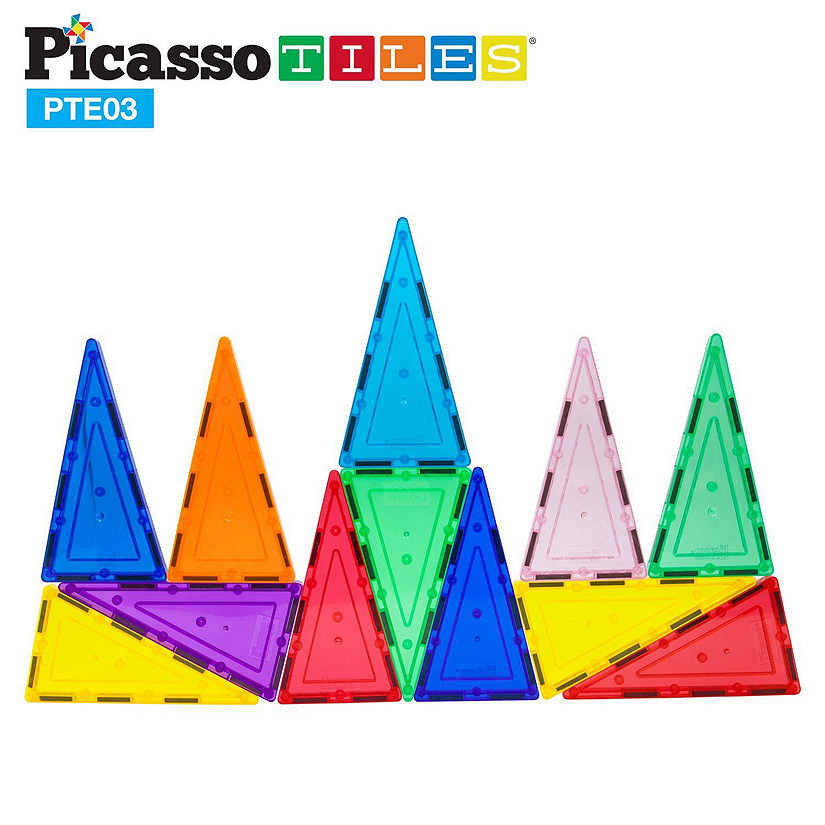 PicassoTiles - 12 Piece Tall Triangle Expansion Pack PTE03 Image