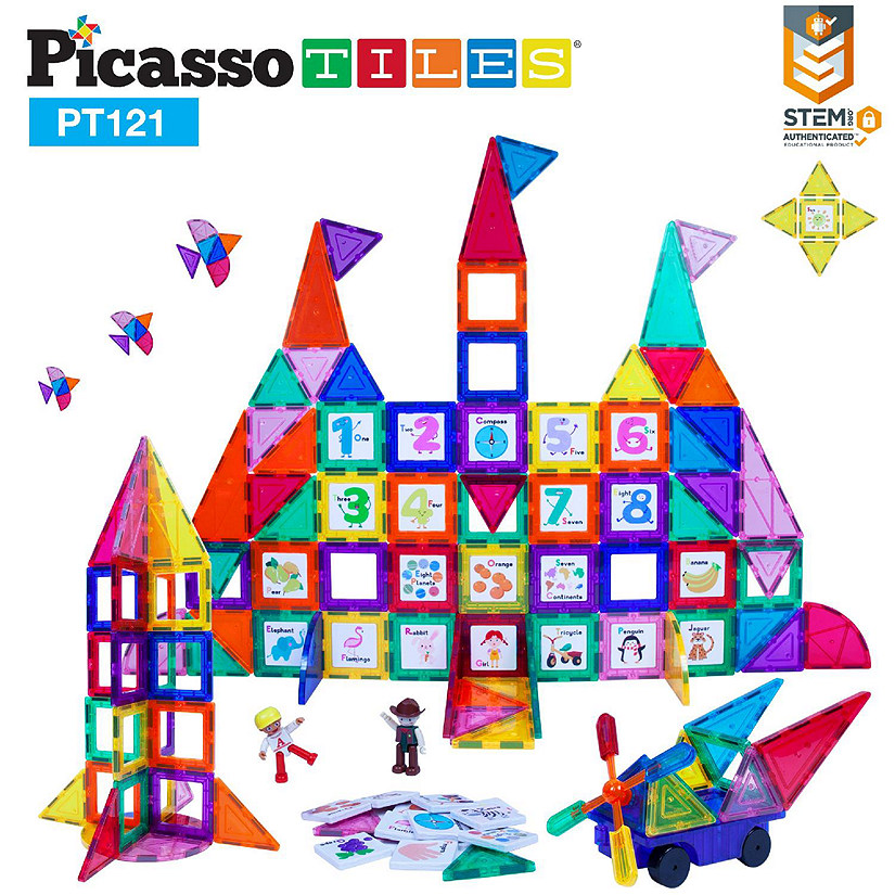 PicassoTiles 121 Piece Magnetic Building Block Set Image