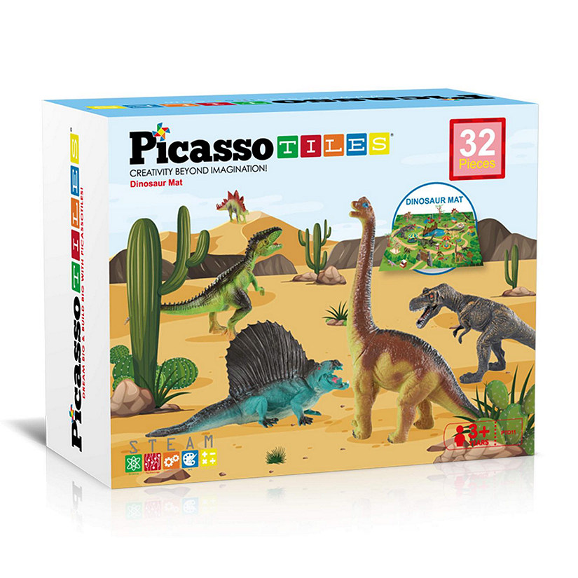 PICASSOTILES 32pc Dinosaur Action Figures w/ Play Mat Image