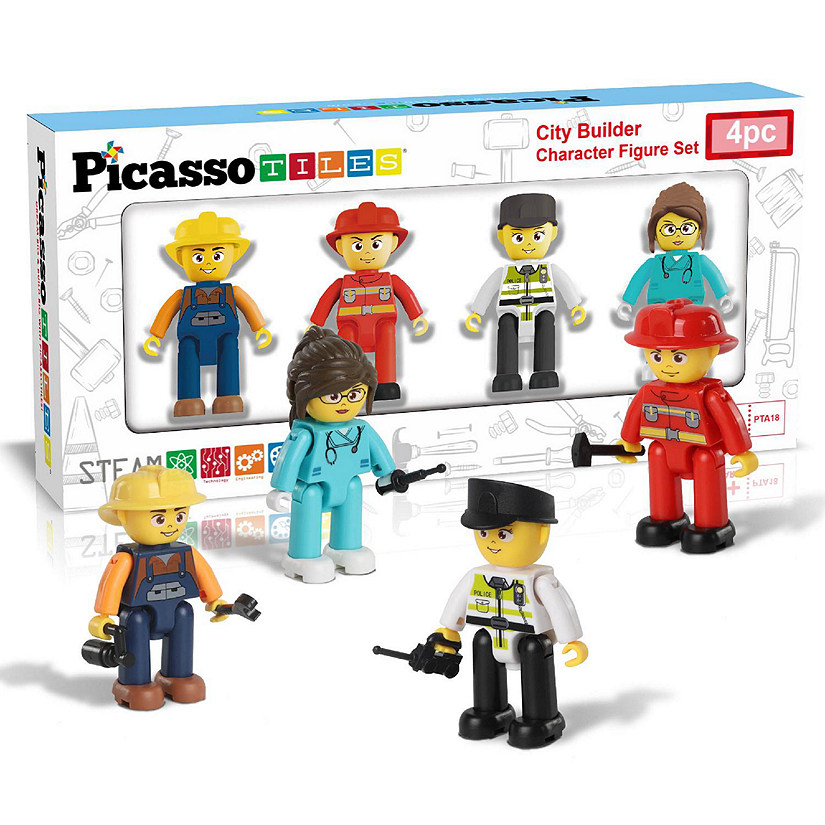 PicassoTiles 4 Piece City Builder Character Figure Set Image